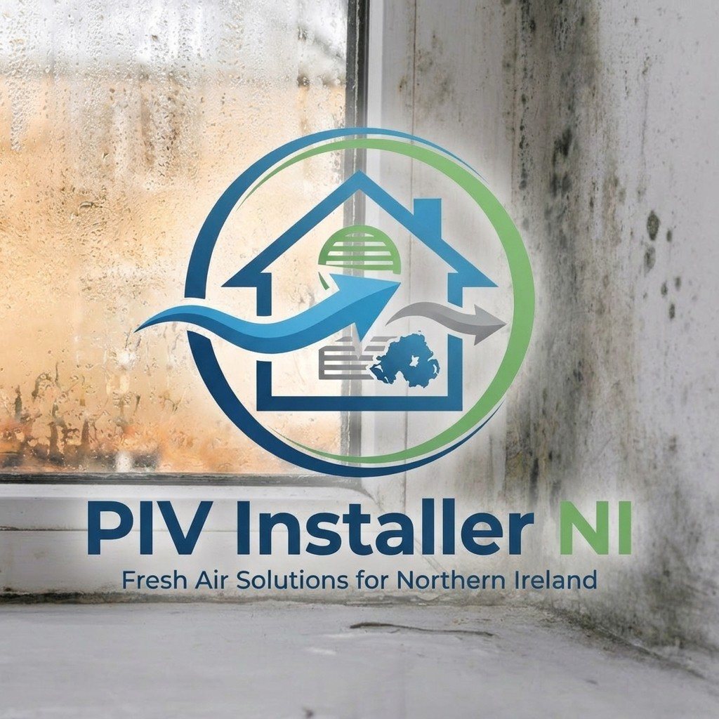 Heavy condensation and mould around a cold window reveal in a Northern Ireland property